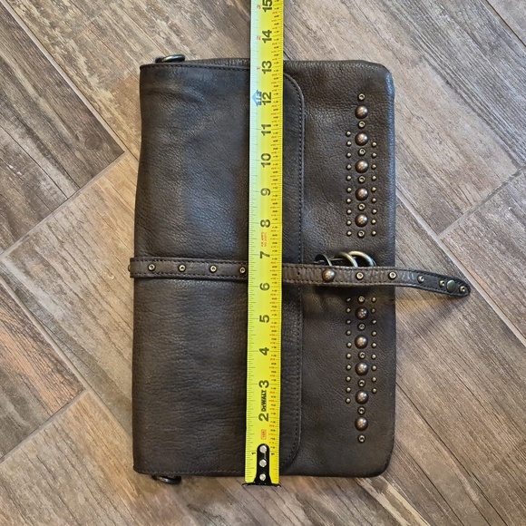 Liebeskind Dark Brown Leather Studded Detail Clutch Shoulder Crossbody Bag - Picture 14 of 16